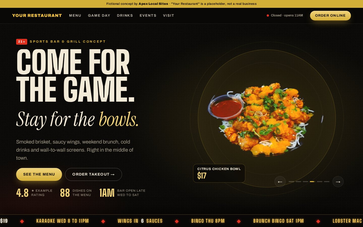 Sports Bar & Grill concept site